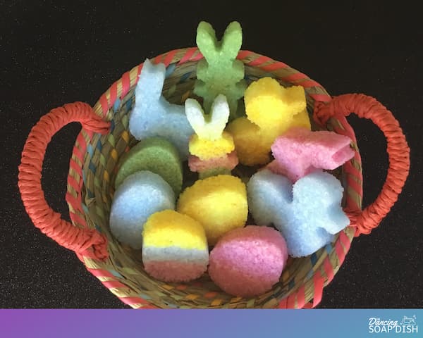 Easter basket of bath salt cakes