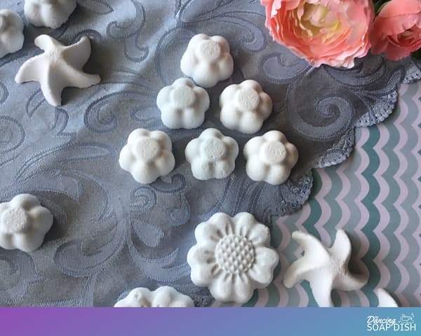 pale blue home made bath bombs