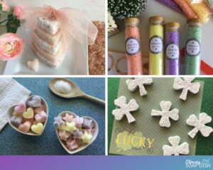 collage of 4 different bath salt projects