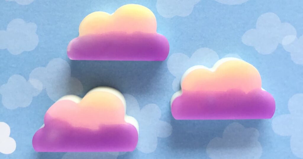 cloud shaped soap bars the colour of sunset
