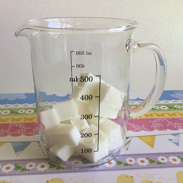cubes of melt and pour soap in a 500ml glass jug