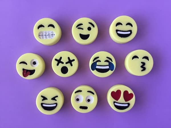 emoji soap on purple background