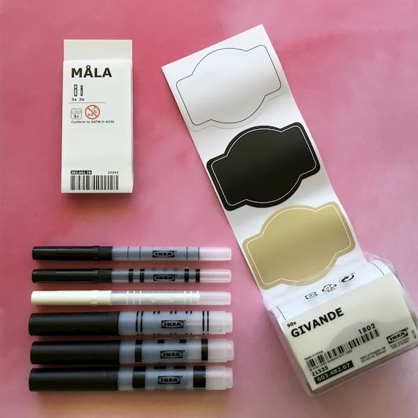 ikea givande stickers and mala black felt tip pens