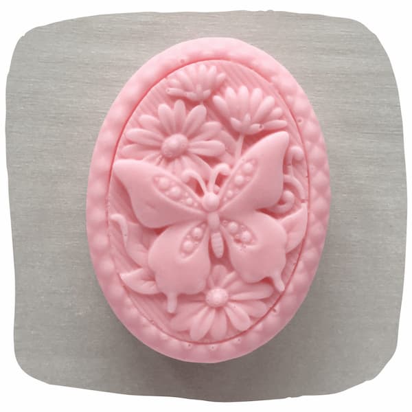 beautiful pink butterfly and daisy soap