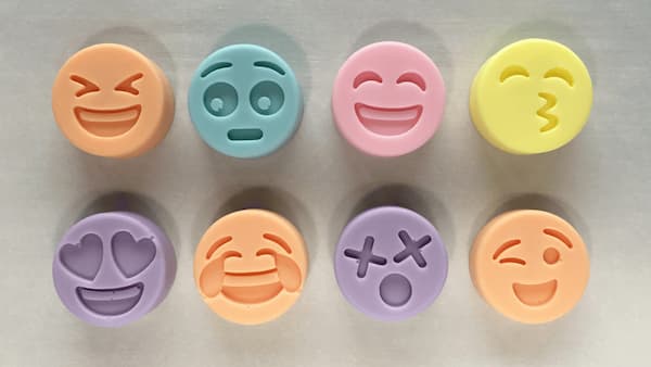 coloured soap emoji faces