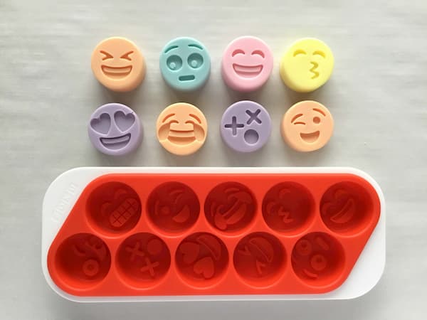 coloured emoji soap with soap mould