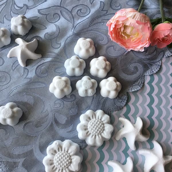 pale blue home made bath bombs