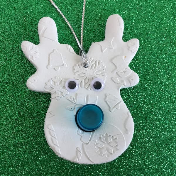 clay reindeer light blue nose