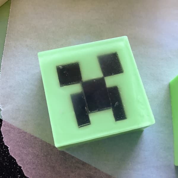 a bar of soap that looks like a minecraft creeper