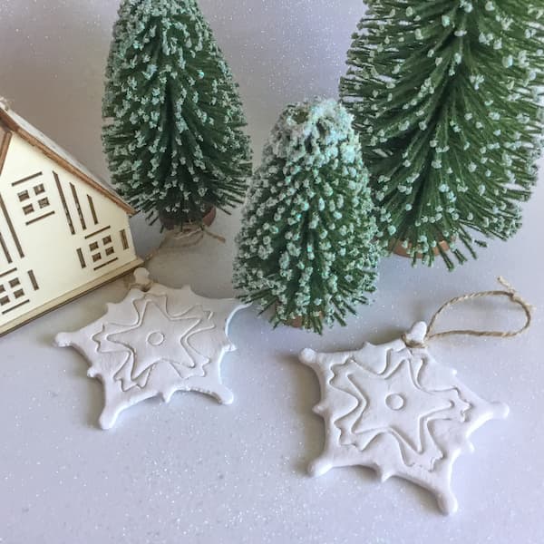 white clay embossed snowflake essential oil diffuser ornaments