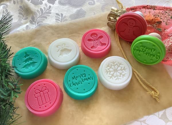 Christmas cookie stamp soap bars