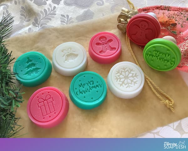 Christmas cookie stamp soap bars
