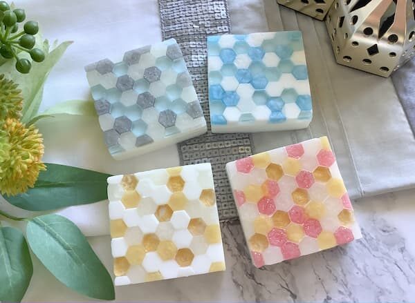 four square glass tile effect soap bars