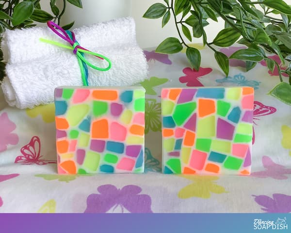 neon mosaic soap bars