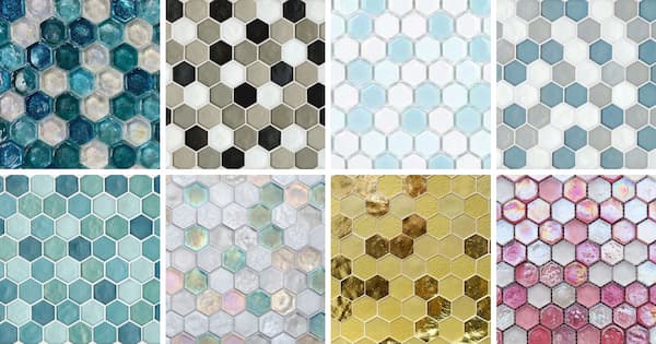 a collage of eight different mosaic glass tile images