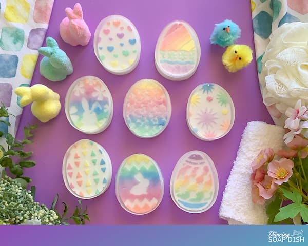 rainbow easter egg soap bars