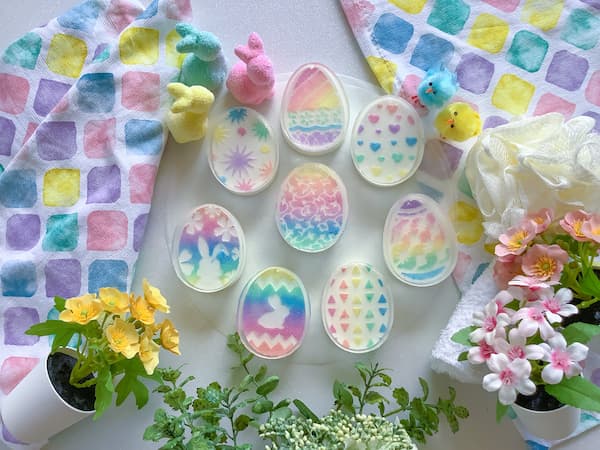 rainbow easter egg soap bars