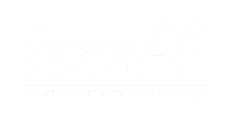 The Dancing Soap Dish logo with a transparent background and the caption: "Crafting with Melt and Pour Soap"
